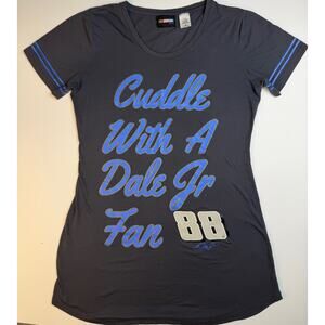 NASCAR Dale Jr 88 Womens Graphic Tee Shirt Gray Blue Short Sleeve Medium